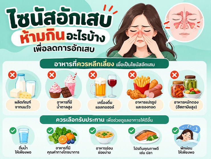 ไซนัสอักเสบ ห้ามกินอะไรบ้างเพื่อลดการอักเสบ