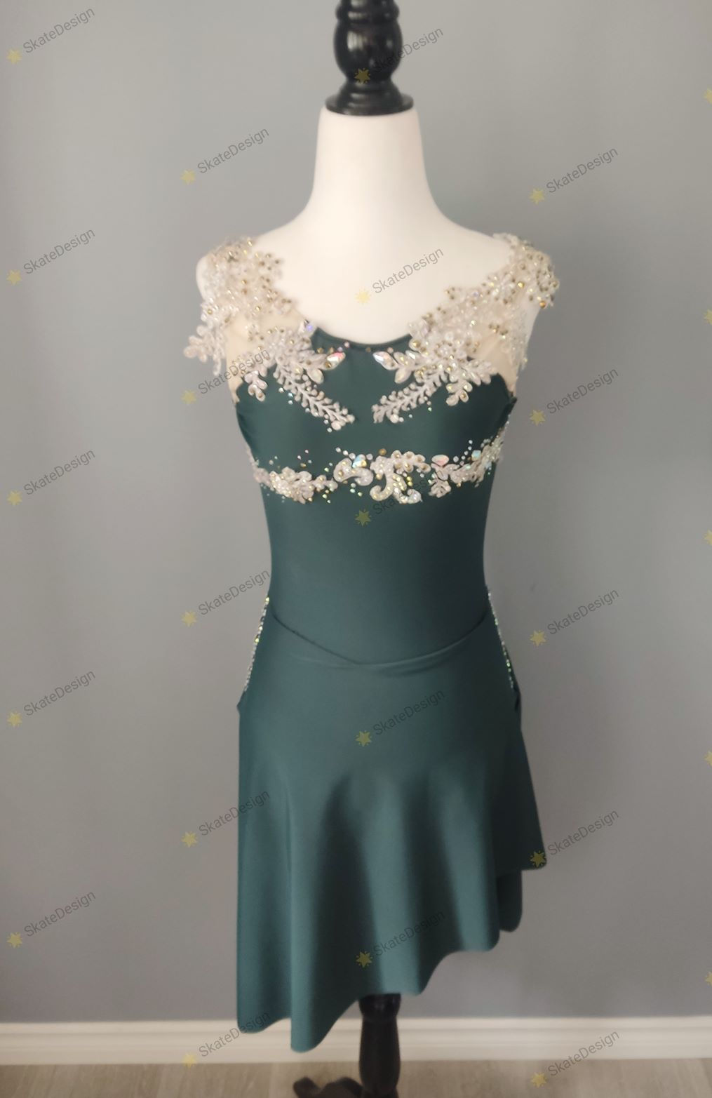 Forest green ice dance dress adult XS