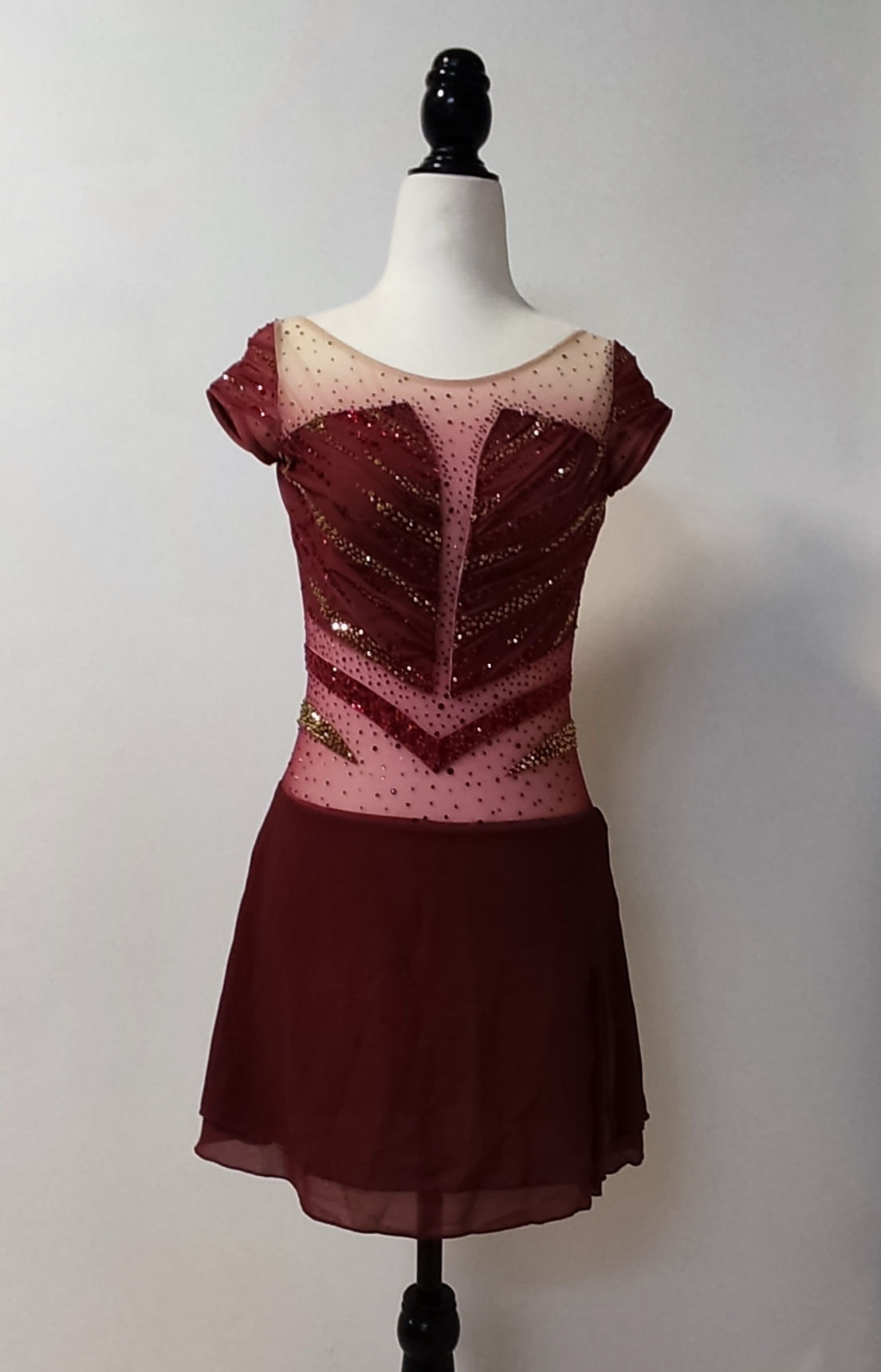 Esperanza Burgundy figure skating dress (used)