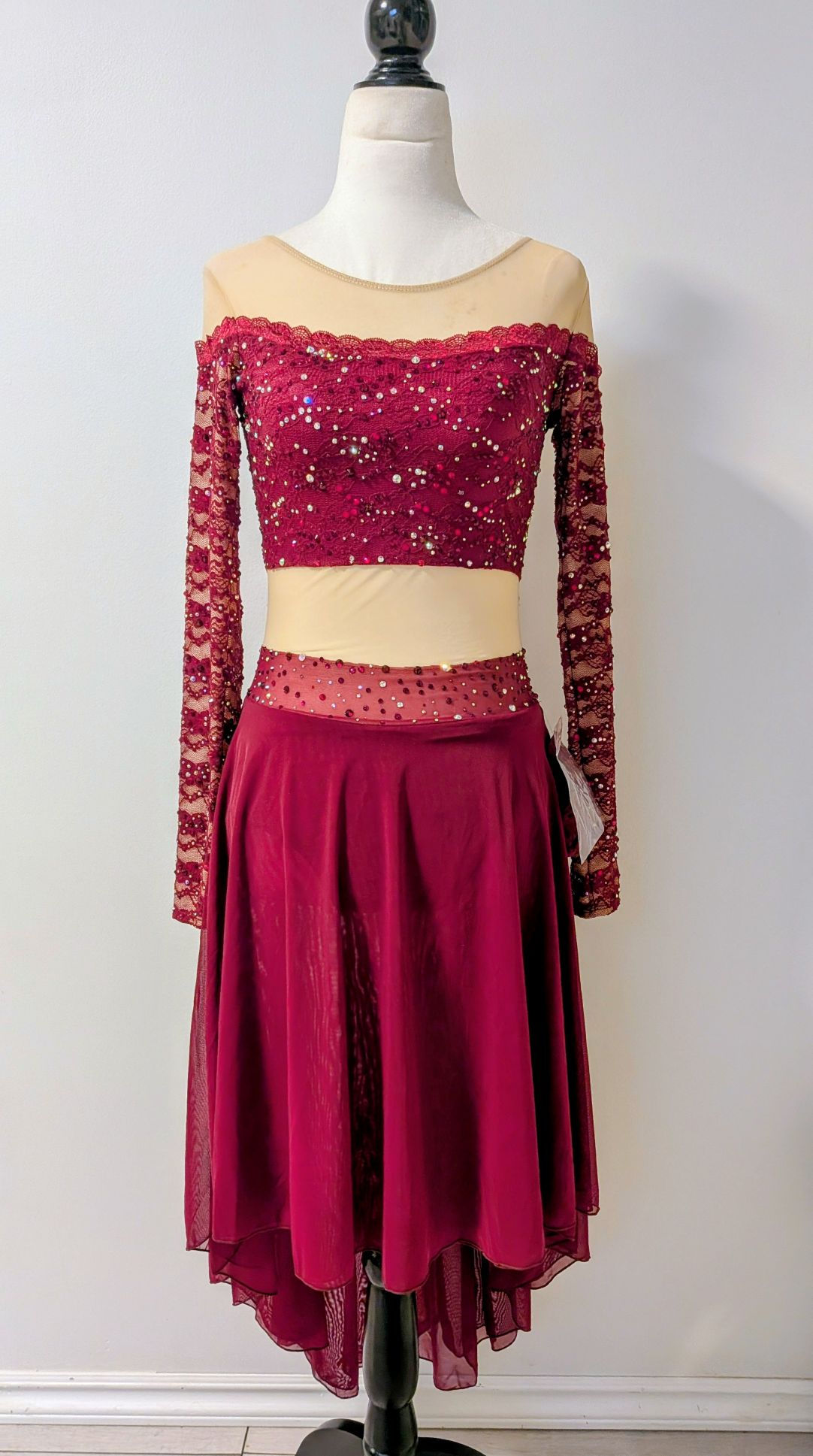 Wine Red Tango Ice Dance dress XS