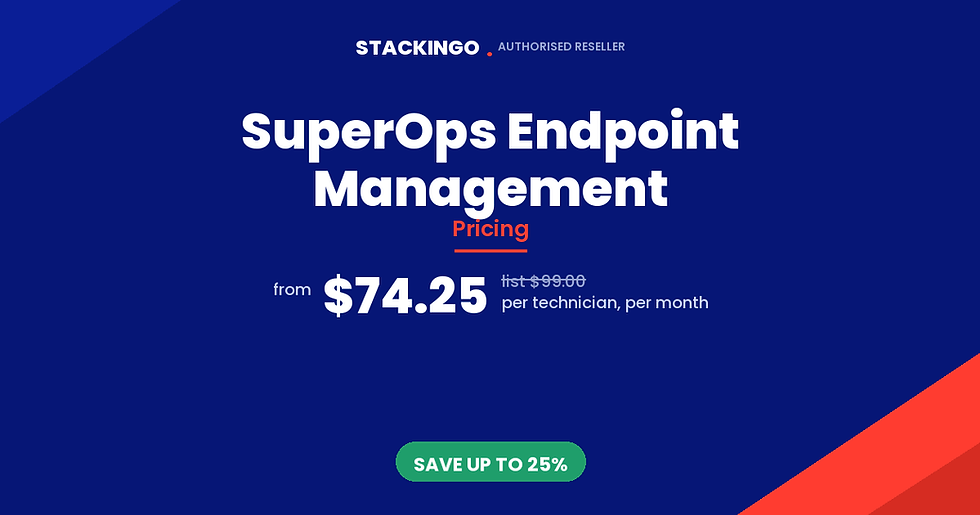 SuperOps Endpoint Management Pricing - $74.25 per technician per month from Stackingo