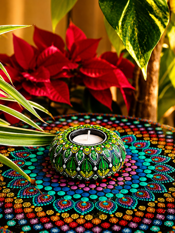 Hand-Painted Plaster of Paris Tea Light Candle Holders