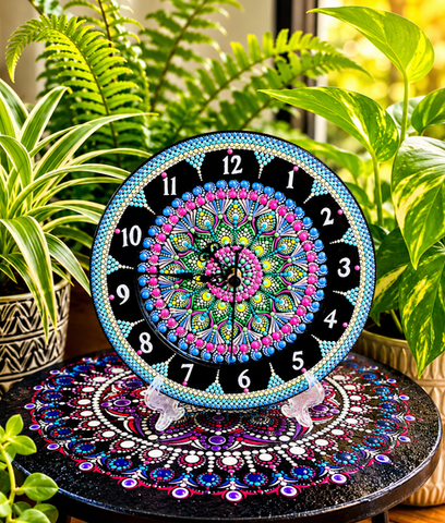 Hand-Painted Mandala Clocks