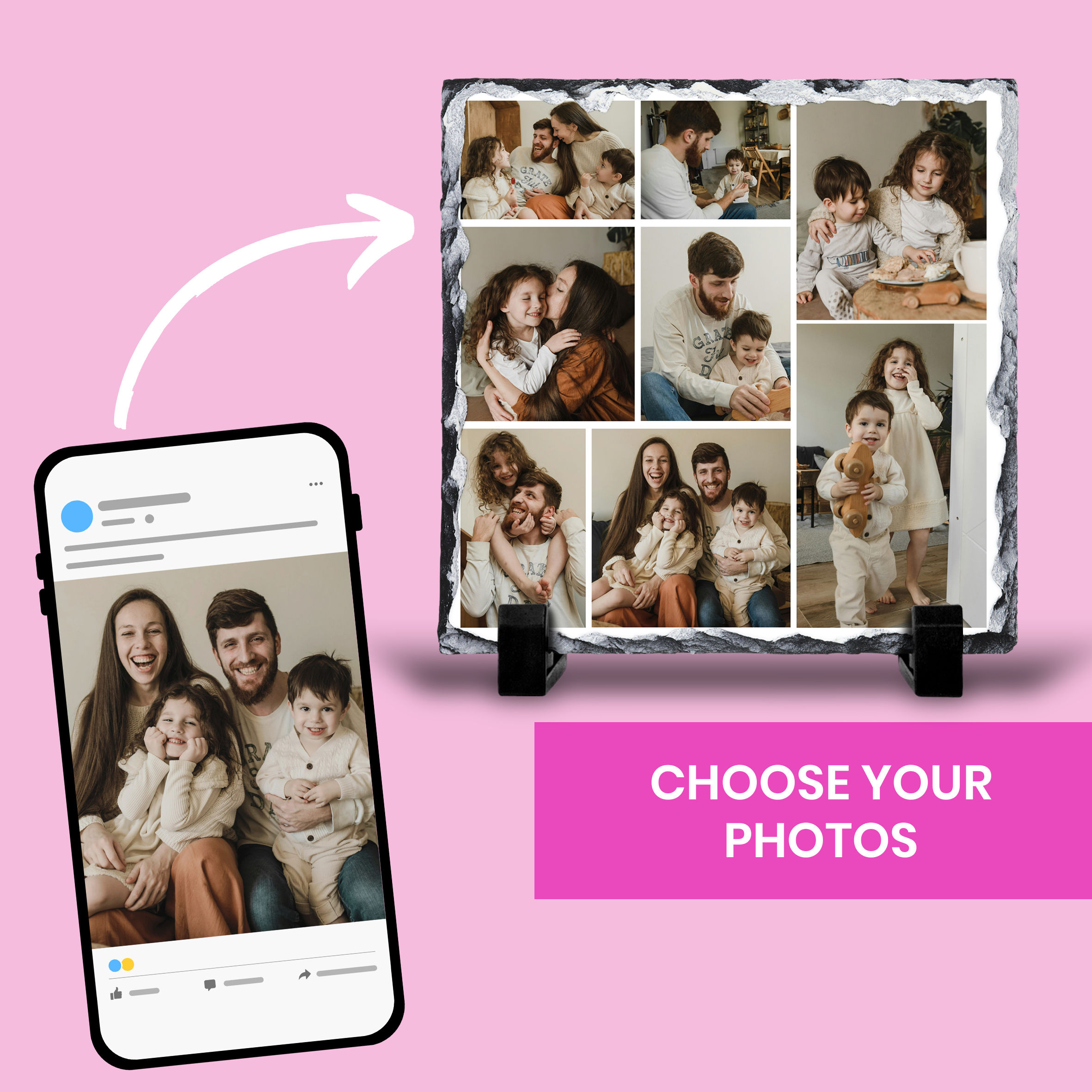 Personalised Photo Slate ( Pre-Made 8 Photos Design)