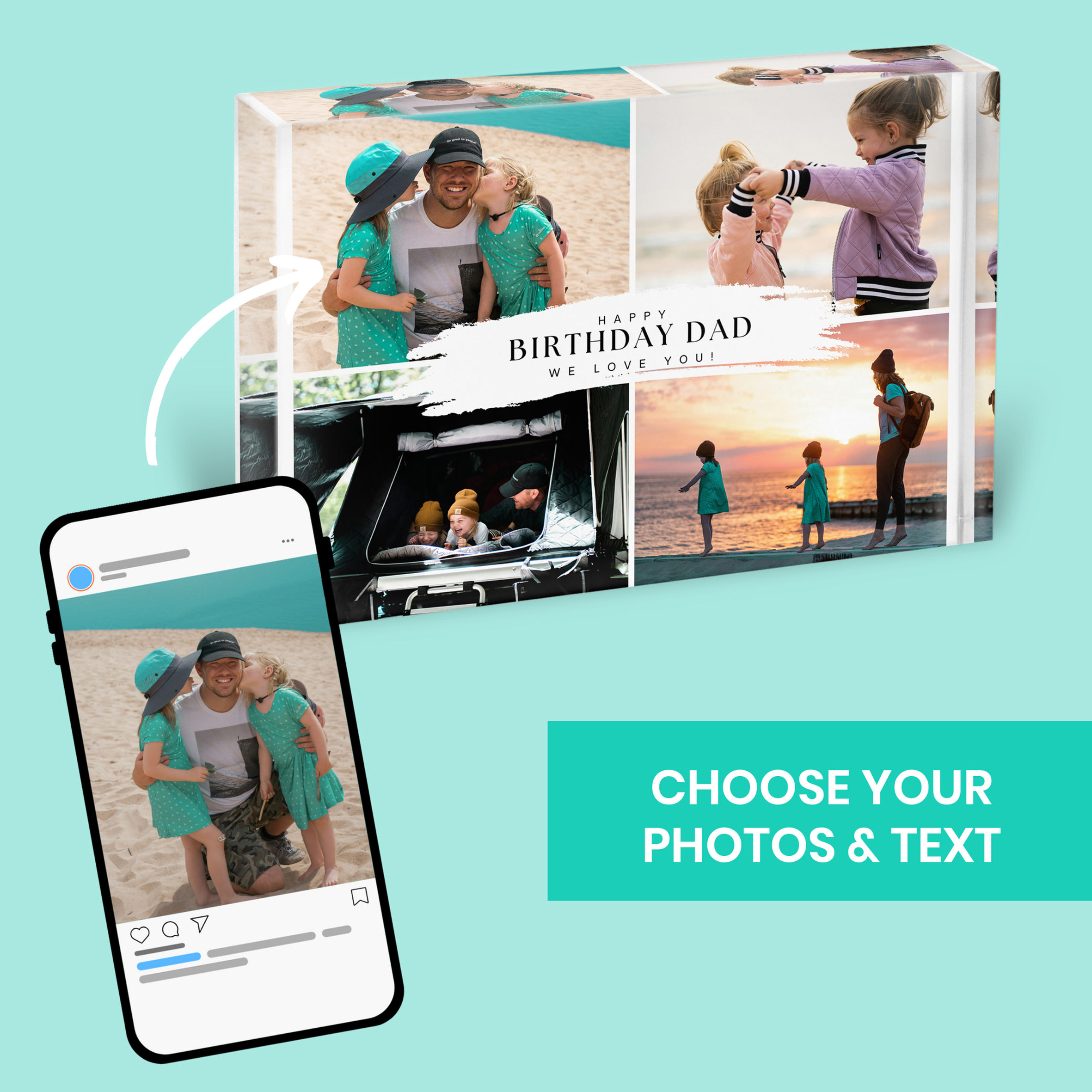 Personalised Collage 4 Photo Block Gift/Keepsake