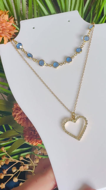 Miniatura: Colar Dois em Um Banhado e Cravejado