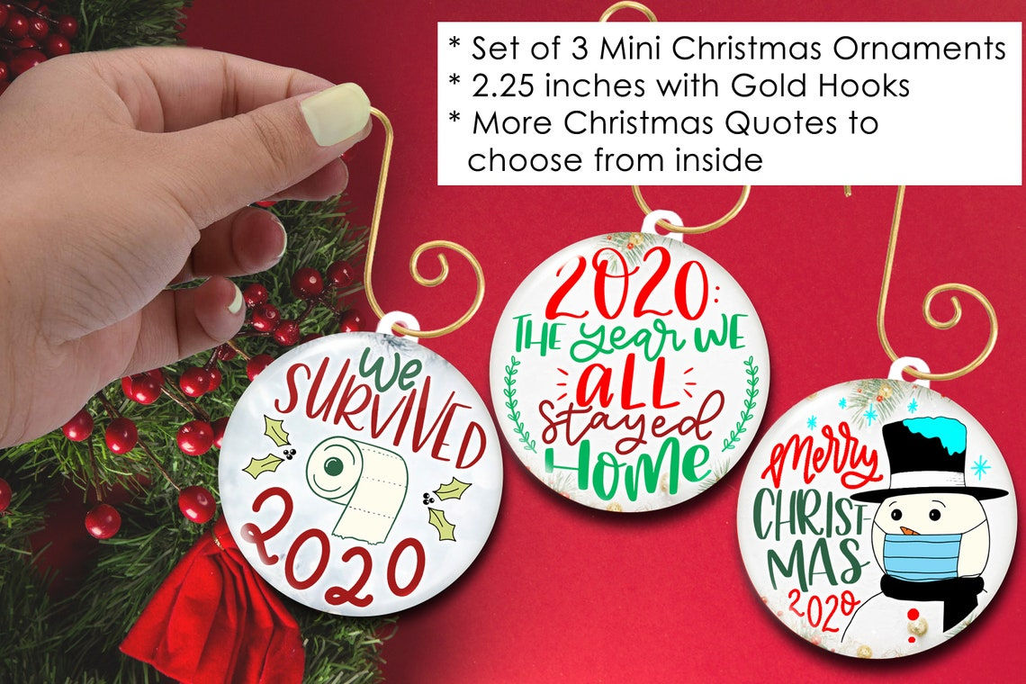 Set of 3 Mini-Christmas Ornaments | 2.25 inches | Funny Christmas Ornaments