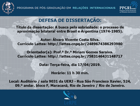 Dia 17/04/2019 - Defesa de Dissertação de Álvaro Vicente Costa Silva