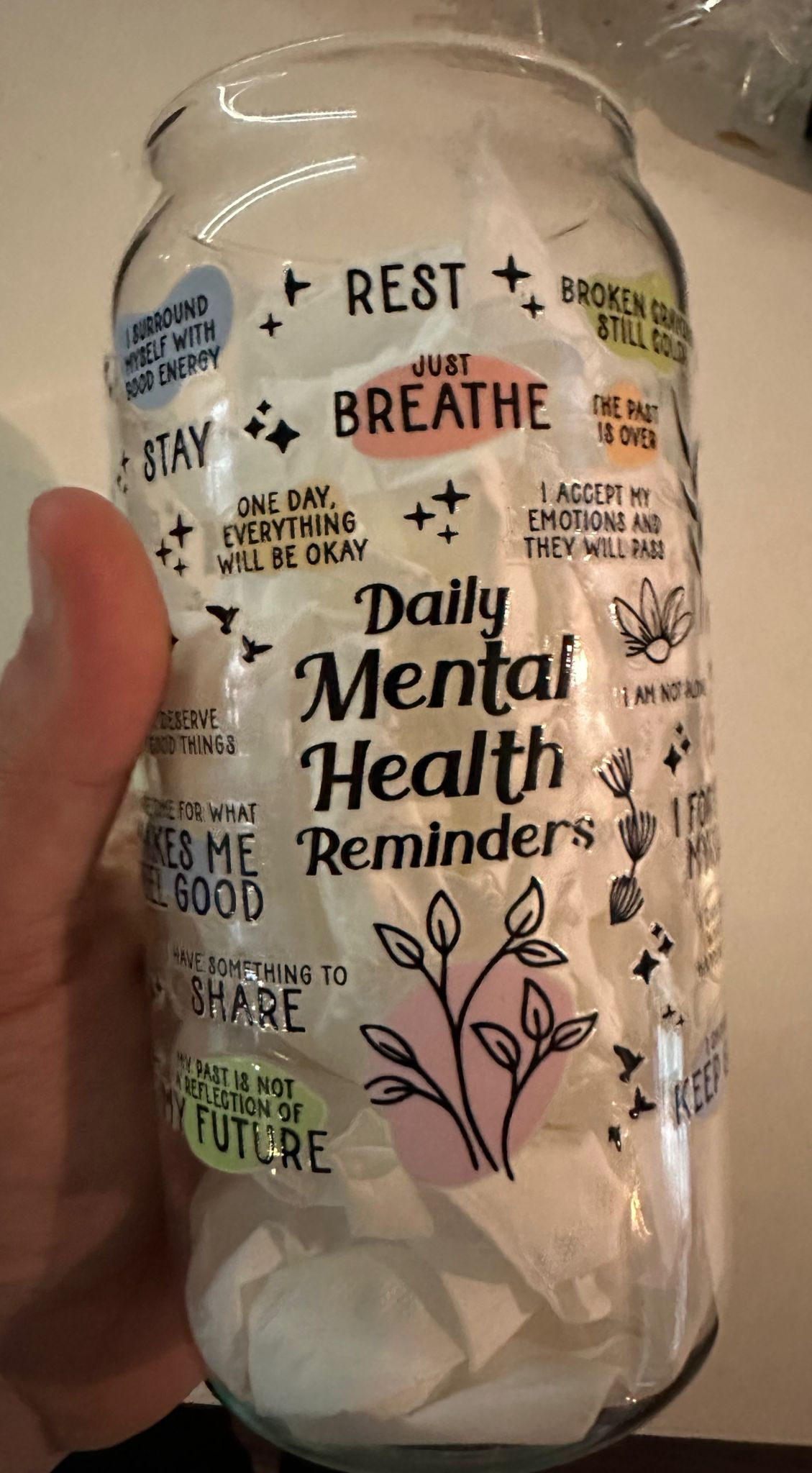 Mental health glazen cup