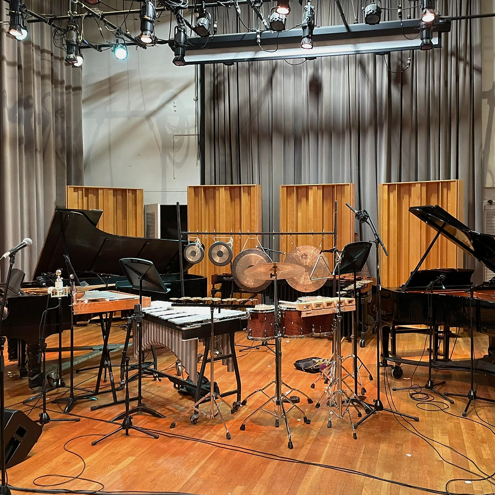 Performance of Colin Hinton's chamber work Memory // Perspective for two pianos and percussion