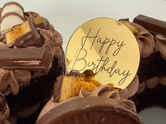 gold happy birthday disc cake topper