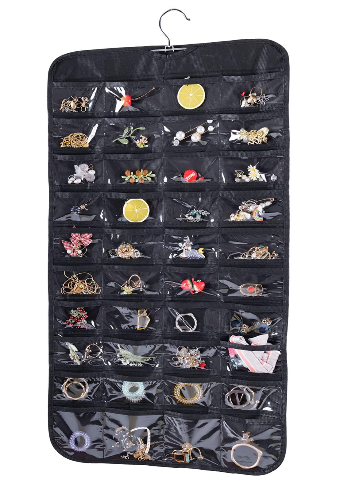 Bloss Hanging Jewelry Organizer 2 Sided 80 Pocket Jewelry Chain Storage Bag 2 La