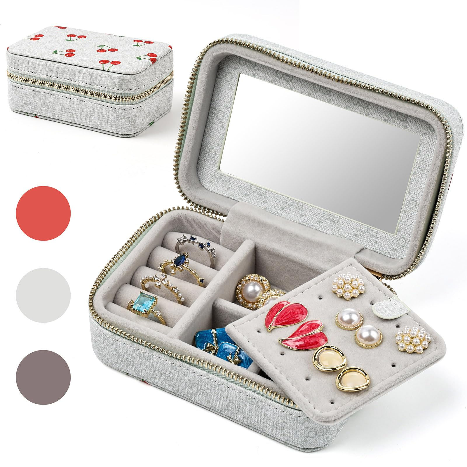 LOHASLIFE Travel Jewelry Case Jewelry Box Travel Essentials Jewelry Organizer Pe