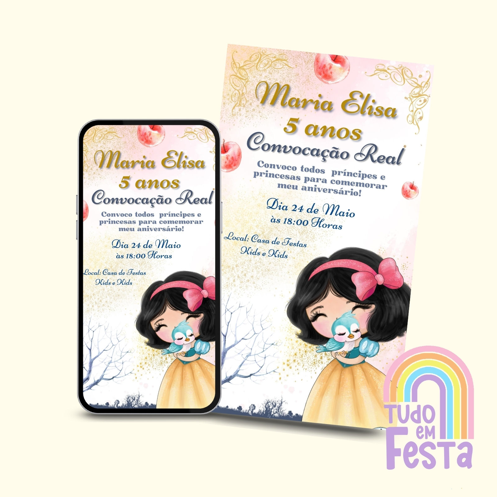 Convite Digital Branca de Neve