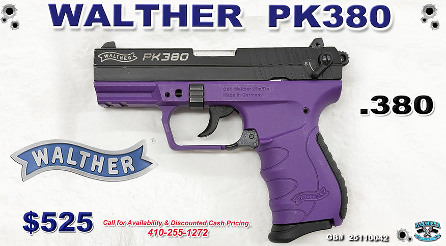 WALTHER PK380 in .380 in PURPLE Black