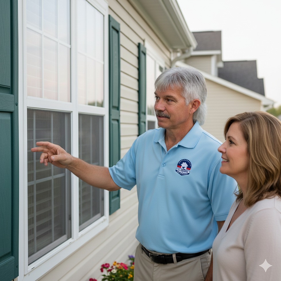 Siding Contractor at All American Home Improvement informing customer about siding options