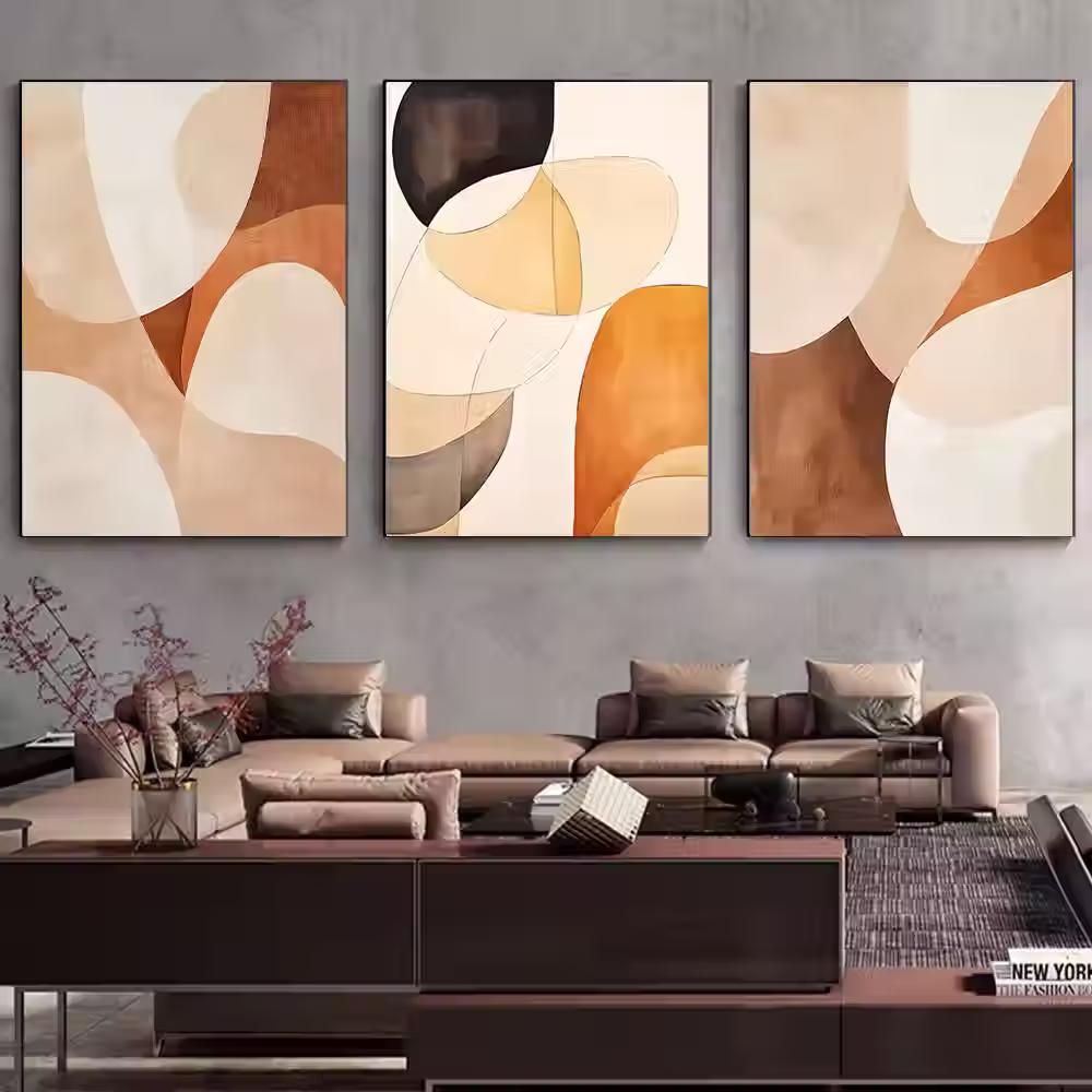 Pintura geométrica abstrata em tela para escritório, salas e quartos