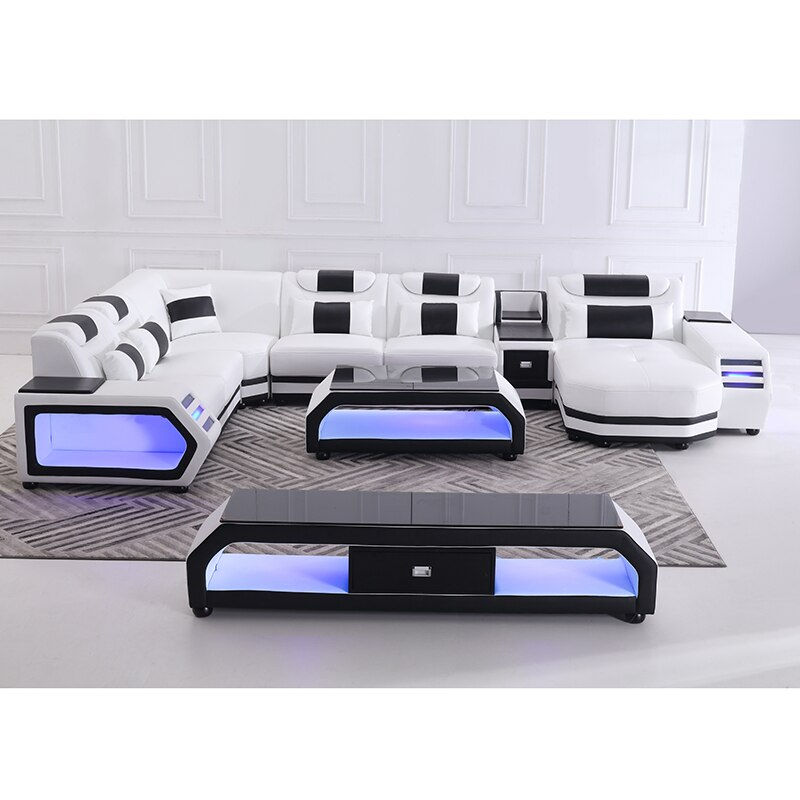 Thumbnail: Premium Italian Style Leather Sectional Sofa Bed Set Living Room Furniture Sofas