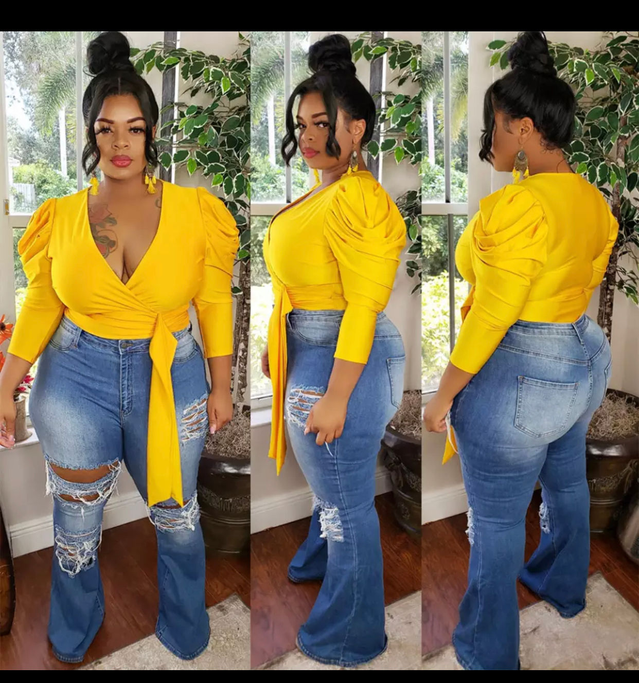 Plus size v neck Blouse Shirt