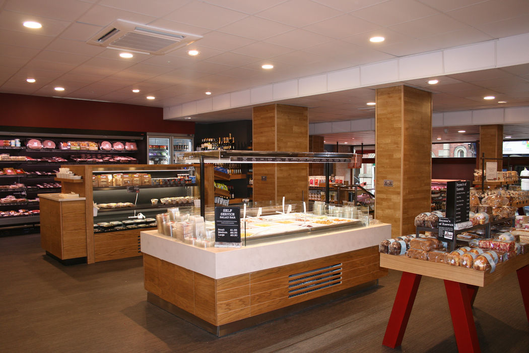 Cranstons traditional butchers shop salad bar in centre of Carlisle store