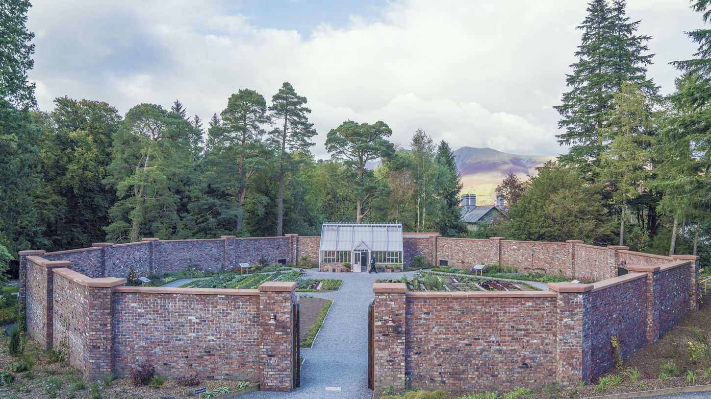 The walled octagonal kitchen garden at the Lingholm Estate
