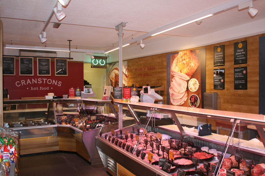 Cranstons butchery counter at traditional shop