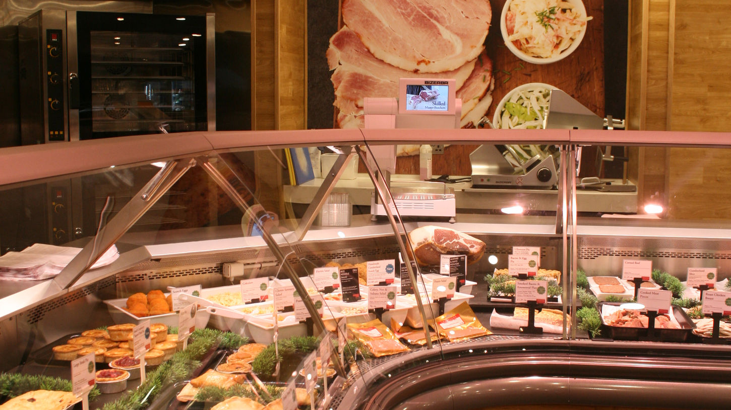 Cranstons butchery counter at traditional shop