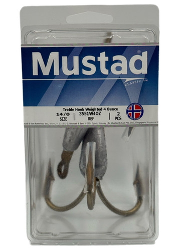 14/0 Mustad Original 3551-BR Mustad Weighted Treble Hooks 14/0 Snagging  Treble | Circlebtackle