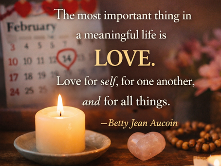 A calendar of February with candles, hearts, and flowers.