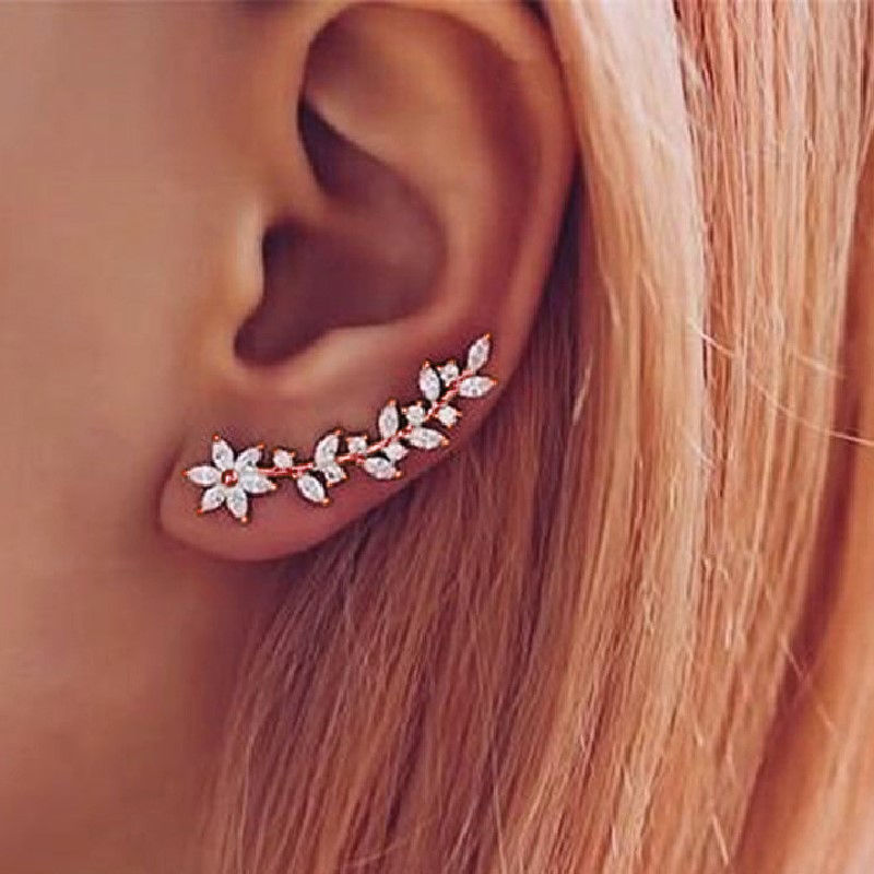 Thumbnail: Huitan Trendy Flower Earrings for Women Full Paved Sparkling Cubic Zirconia Temp