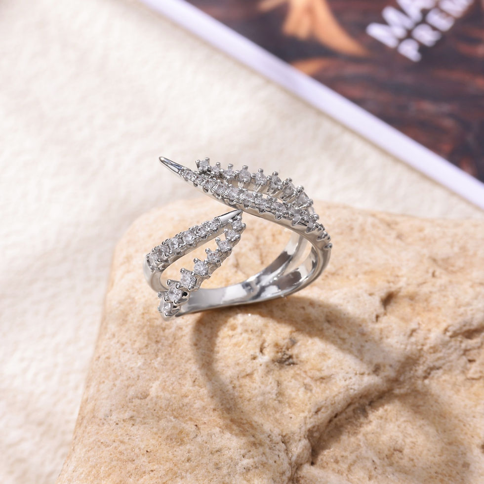 Thumbnail: Luxury Geometric CZ Zircon Open Rings For Women Gold Color Stainless Steel Ring 