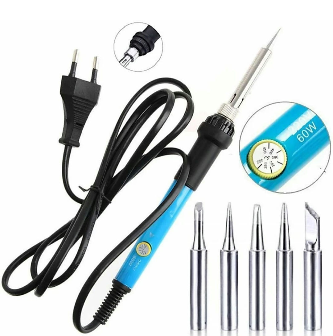 Temperature Controlled 60W Soldering Iron including 5 replacable iron bits