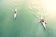 High Angle View Of People Kayaking In La