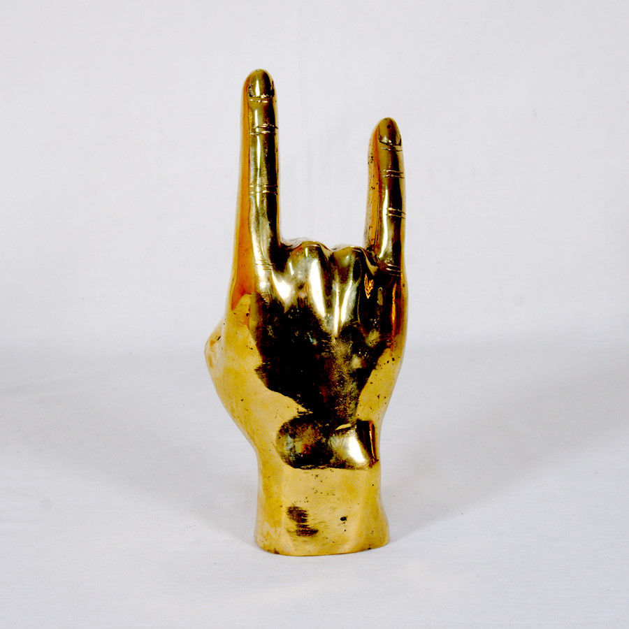 Miniaturbild: Polierte Bronze-Hand "Rock on"