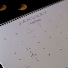 A closeup of a lunar calendar in January