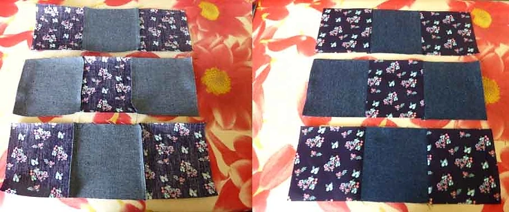 Denim Nine Patch Block Quilt step 01 Denim Nine Patch Block Quilt step