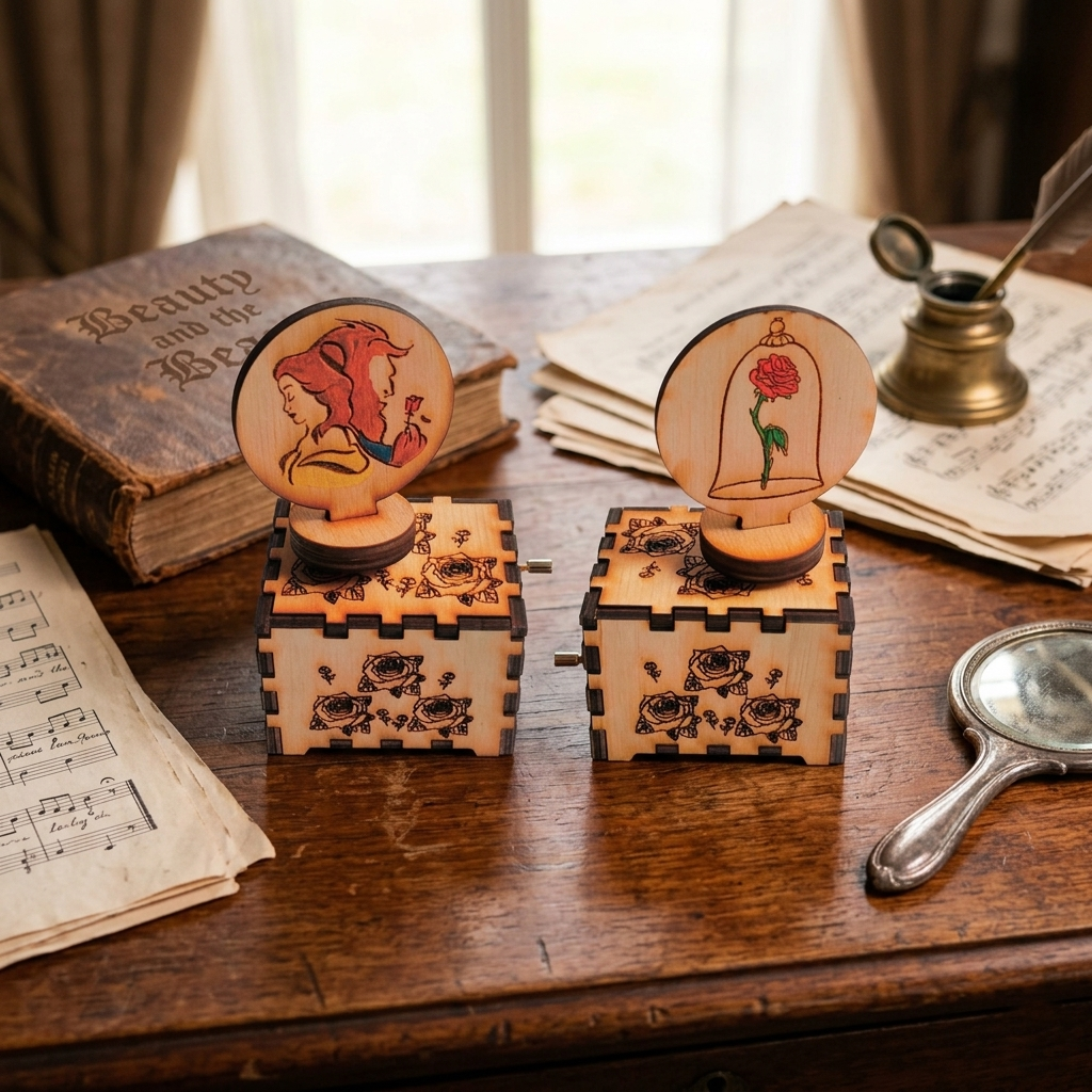 Beauty and the Beast Music Box – Handcrafted Spinning Wooden Collectible