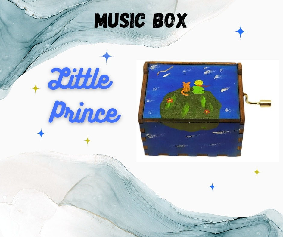 Music Box, Little Prince Theme / Medium Wooden Music Box | Personalized Music Box AMB Workshop