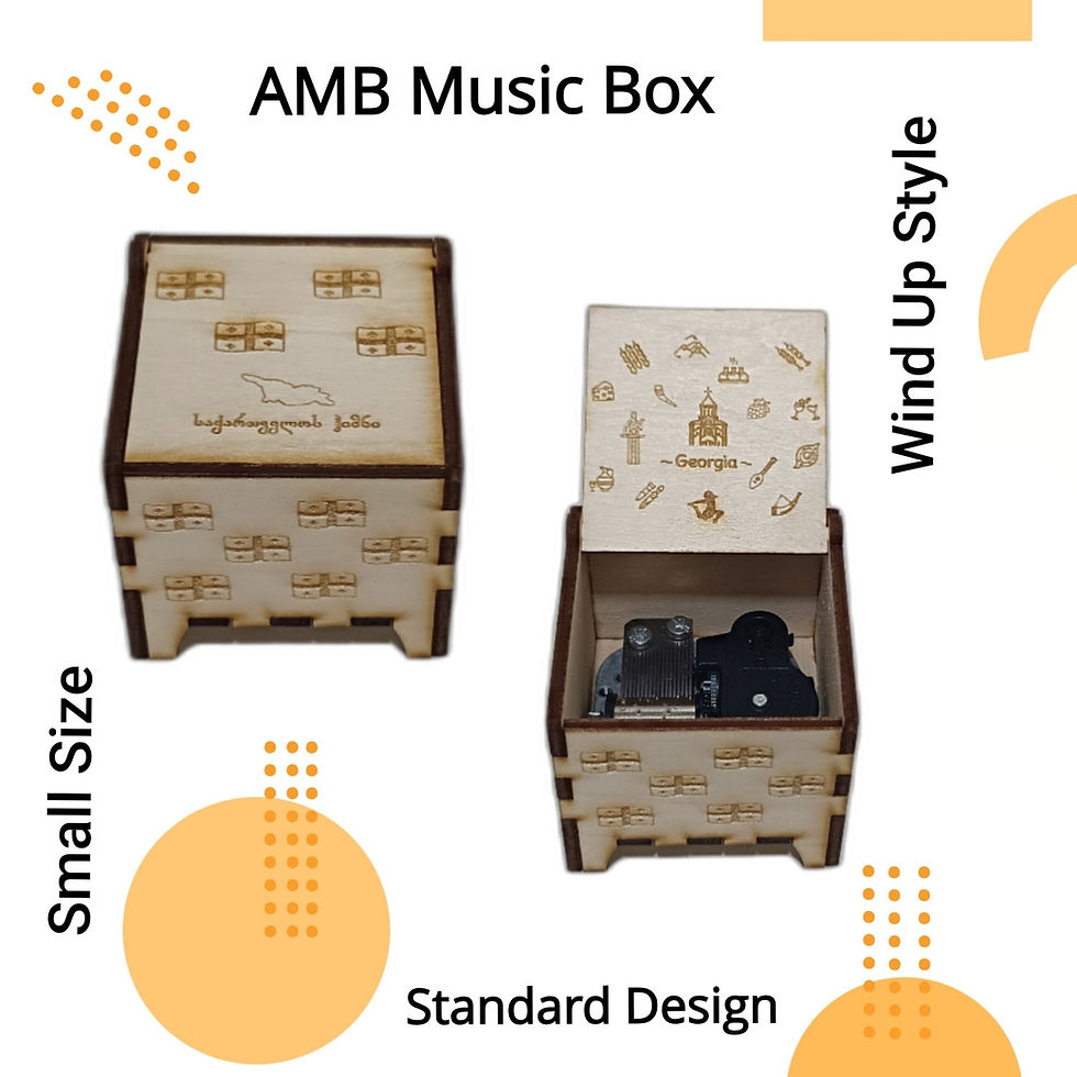 AMB Workshop Music Box, Small Size, Standard Design, Wind Up Style. Wooden Music Box | Anthem of Georgia