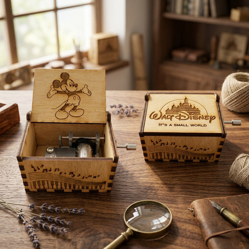 It's a Small World Music Box – Disney-Inspired Mickey Engraved