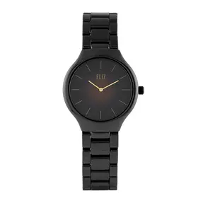 ELIZ ES8802L3NON – Mahal Collection – Round – 31mm Black Hi-tech Ceramic Case – Domed Mineral Glass – Black Dial – Japan 2-Hands Quartz Movement – 15.5mm Ceramic Band – Hidden Deployant with Pushers Buckle – 3ATM Water Resistant – Women's Watch – 2 Years Warranty 