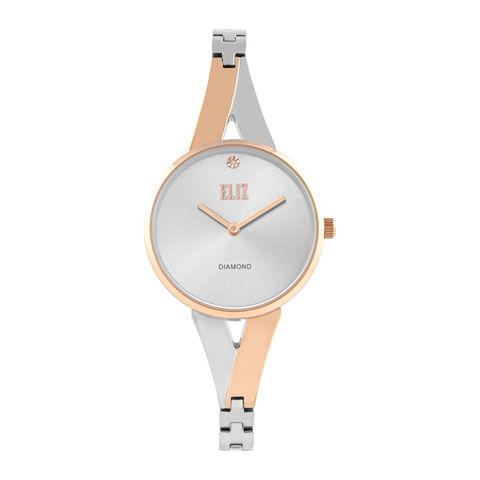 ELIZ ES8945L2USU – Splendeur Collection – Round – Diamond - 30mm 304 Stainless Steel Case – Two-Tone PVD Rose Gold – Hardened Mineral Glass – Silver Dial – Two-hands Movement – 15mm Two-Tone PVD Rose Gold Stainless Steel Bracelet – Jewelry Buckle – 3ATM Water Resistant – Women's Watch - 2 Years Warranty

