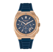 BLADE CRUSADER NIGHT 3694G5RBB – Delta Collection – Tonneau – 43.5 MM 304 Stainless Steel Case – PVD Rose Gold – Hardened Mineral Glass – Blue Dial – Chronograph Movement –28 MM Blue Silicone Strap –TANG-SOLID SS Buckle –10 ATM Water Resistant –Men's Watch -3 Years Warranty