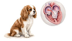 Painted illustration of mitral valve disease in a dog