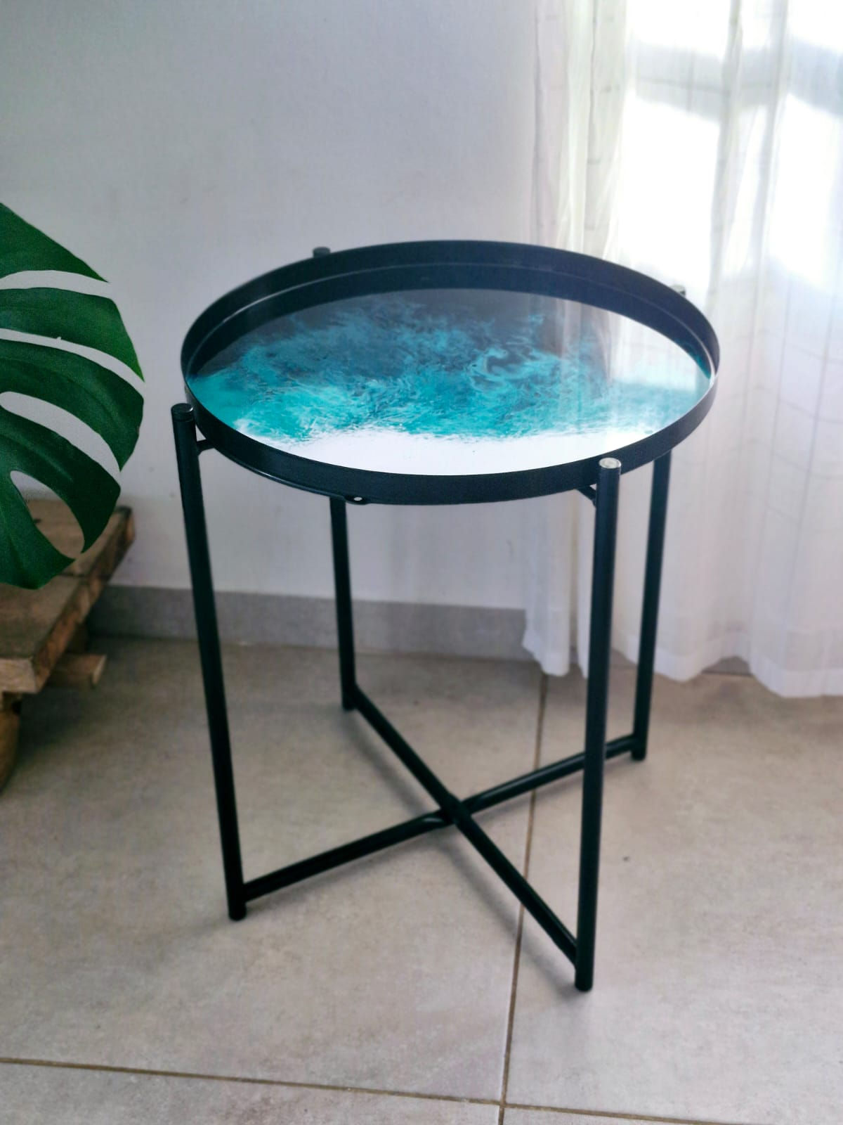 שולחן קפה מעוצב- טורקיז טרופי