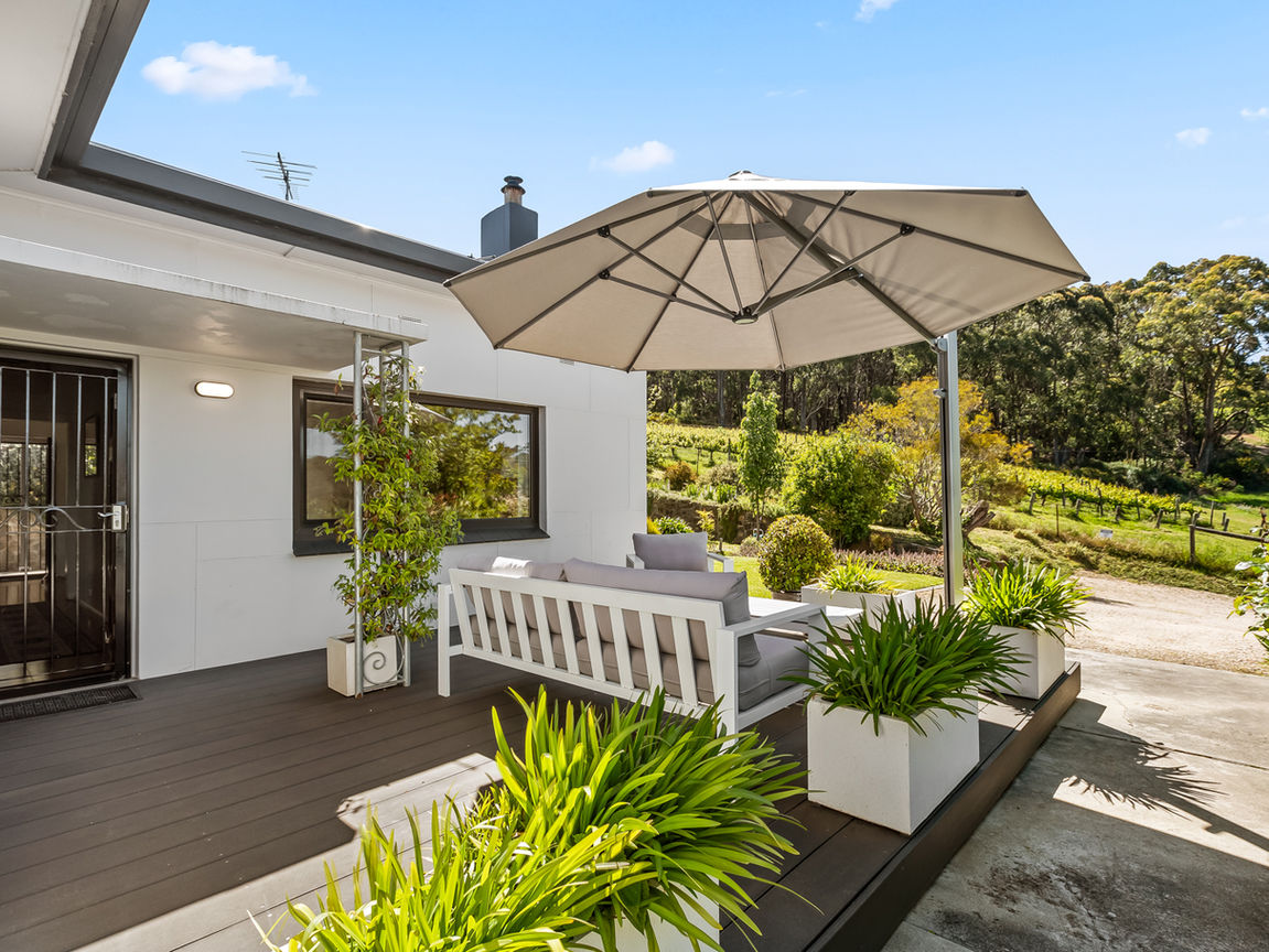 decking with an outdoor setting