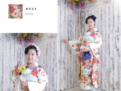ホワイトの着物
