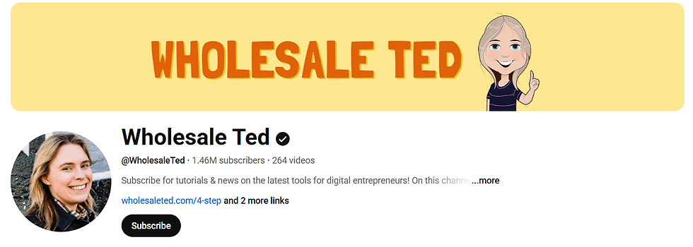 Screenshot of Wholesale Ted’s YouTube channel.