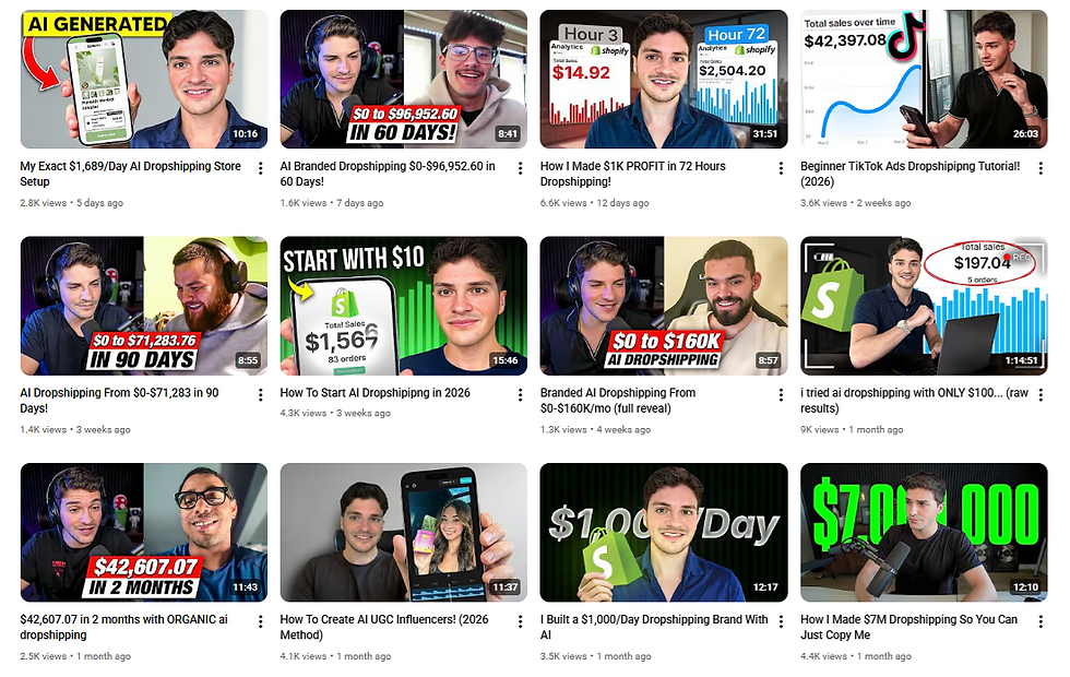 Screenshot of Anthony Eclipse’s YouTube videos.