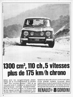 Publicité Renault 8 Gordini